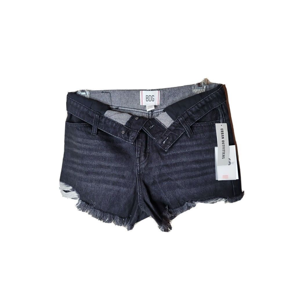 BDG Urban Outfitters NWT Women's Foldover V Denim Short Washed Black Size 29 t15